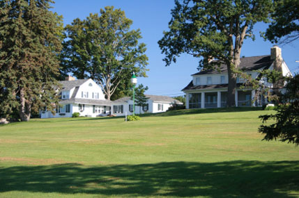 white houses across grounds
